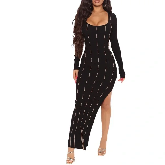 Fashion Nova | Dresses | Chains On Me Sweater Maxi Dress | Poshmark